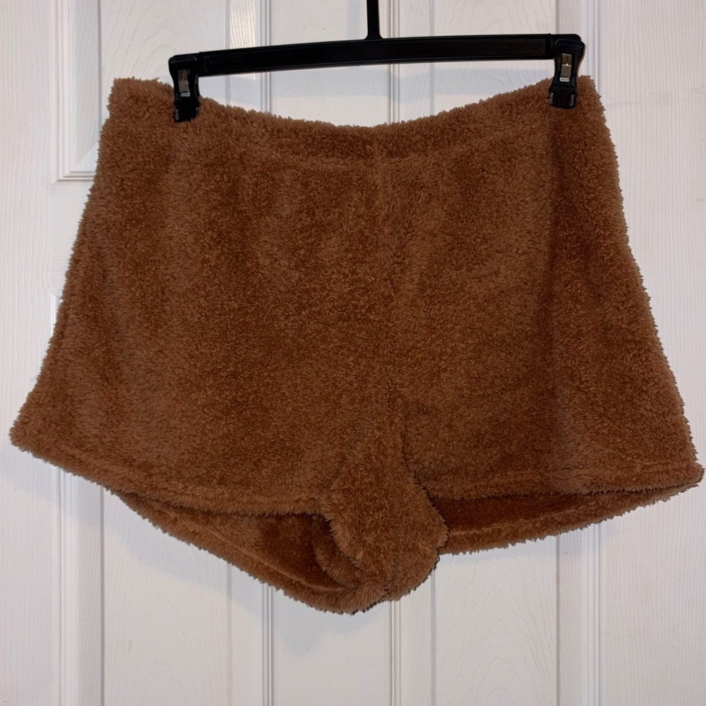 PINK By VS Cozy Teddy Brown Women's Sleep Shorts